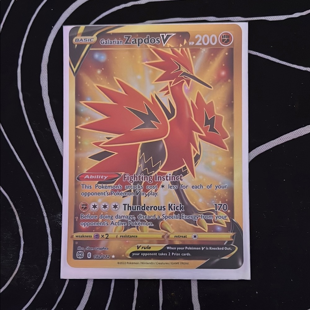 Pokemon Galarian Zapdos V Trading Card - Red and Yellow
